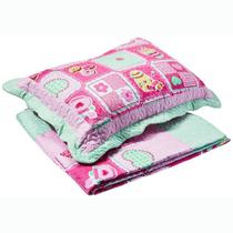 Kit Colcha Solteiro Dupla Face 02 Peças Happy Day Patchwork Sultan Rosa