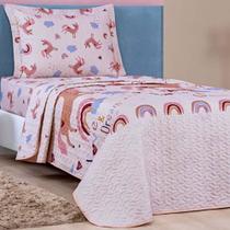 Kit Colcha Solteiro Fantasy Dupla Face 2Pçs Unicórnio