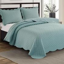 Kit Colcha Solteiro Ilusion Orla 02 Peças Liso Camesa - Piscina