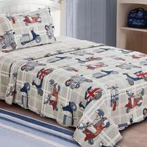 Kit Colcha Solteiro Infantil Evolution Patchwork Scooter 2 Pçs - Camesa