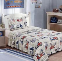 Kit Colcha Solteiro Infantil Patchwork 2 Peças Kit Colcha Solteiro Infantil Patchwork 2 Peças