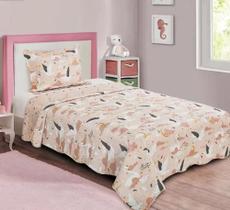 Kit Colcha Solteiro Infantil Patchwork Cisne 2 Peças Kit Colcha Solteiro Infantil Patchwork Cisne 2 Peças