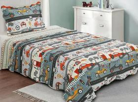 Kit Colcha Solteiro Infantil Patchwork Masculino 2 Peças
