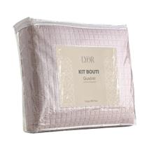 Kit Colcha Solteiro Matelassê Quadrat Rosa com 1 Porta Travesseiro Lyor