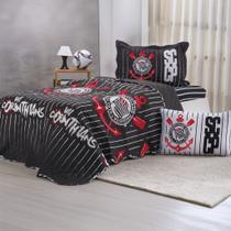 Kit Colcha Solteiro Times de Futebol 100% Poliéster 160x220cm Bene Casa Corinthians