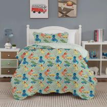 Kit Colcha Studio Mix Kids - Solteiro - Dino Fun - 2 Peças - Corttex