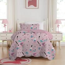 Kit Colcha Studio Mix Kids - Solteiro - Maquiagem - 2 Peças - Corttex