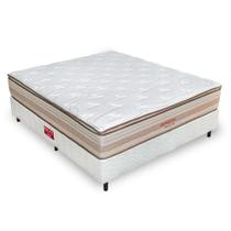 KIT COLCHÃO CAMA BOX BEGE FIT CASAL SPLENDOR TOP MOLAS ENSACADAS ORTHOCRIN 138x188x69