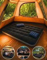 Kit Colchão Casal Inflável Com 2 Travesseiros Infláveis Aveludados Camping Viagem Visitas Belfix