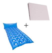 Kit Colchão Flex Agua / Ar Fechado + Lençol Solteiro Impermeável Liso Branco