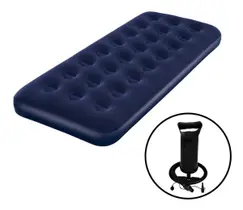 Kit Colchão Inflável Ar Solteiro Camping Pesca Praia + Bomba