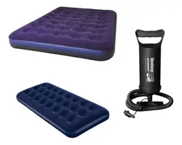 Kit Colchão Inflável Casal + Colchão Solteiro + Bomba Manual Kit Colchão Inflável Casal + Colchão Solteiro + Bomba Manual