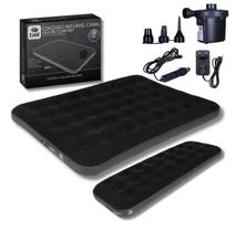 Kit Colchão Inflável Casal + Solteiro Deluxe + Bomba Ar Elétrica BOM-8911 Kit Colchão Inflável Casal + Solteiro Deluxe + Bomba Ar Elétrica BOM-8911