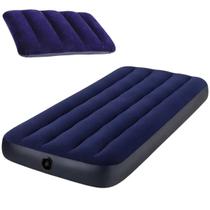 Kit colchão inflável solteiro intex dura-beam + travesseiro