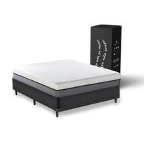 Kit Colchão na caixa Original 12 anos de garantia Com Base Box Suede Preto Casal King Star
