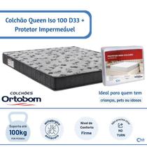Kit Colchão Ortobom Queen 158x198 Iso 100 D33 com Protetor Impermeável Linha Econômica Kit Colchão Ortobom Queen 158x198 Iso 100 D33 com Protetor Impermeável Linha Econômica