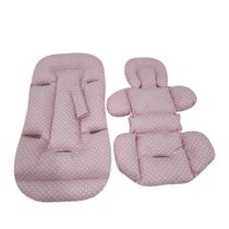 Kit colchonete 3 pçs para carrinho e bebê conforto coroa rosa + verso rosa - maratona do bebê