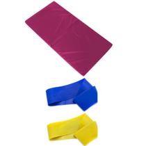 Kit Colchonete Academia Ginástica Várias Cores + Mini Bands Niveis Leve e Média 1 Fit