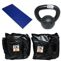 Kit Colchonete Azul + Caneleira 1Kg + kettlebell Pintado 6kg Kit Colchonete Azul + Caneleira 1Kg + kettlebell Pintado 6kg