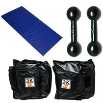 Kit Colchonete Azul + Caneleira 3Kg + Par de Halter 5Kg Kit Colchonete Azul + Caneleira 3Kg + Par de Halter 5Kg