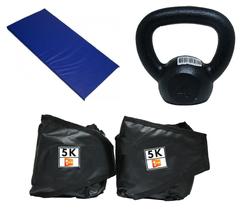 Kit Colchonete Azul + Caneleira 5Kg + kettlebell Pintado 4kg Kit Colchonete Azul + Caneleira 5Kg + kettlebell Pintado 4kg