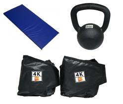 Kit Colchonete Azul+Par de Caneleira 4Kg+kettlebell Pintado 18kg Kit Colchonete Azul+Par de Caneleira 4Kg+kettlebell Pintado 18kg