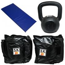 Kit Colchonete Azul + Par de Caneleira 5Kg+kettlebell Pintado 14kg Kit Colchonete Azul + Par de Caneleira 5Kg+kettlebell Pintado 14kg