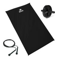 Kit Colchonete D18 + Corda de Pular + Roda Abdominal Muvin Funcional Academia Treino em Casa