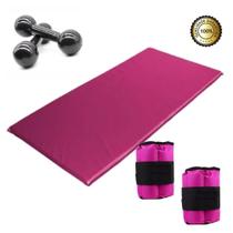 Kit Colchonete De Academia +Halter 3 Kg + Caneleira 5Kg