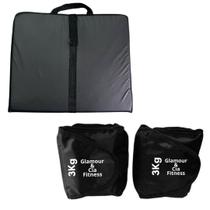 Kit Colchonete Dobrável + Par Tornozeleira Caneleira De Peso 3Kg Para Academia Treino Fitness
