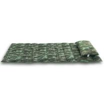 Kit Colchonete e Travesseiro Acampamento Camping Solteiro Pesca Retiro Ginástica 188x78cm Camuflado