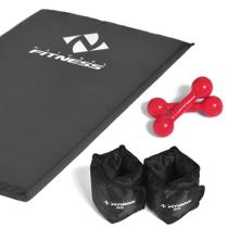 Kit colchonete + Halteres 3kg + Caneleiras 2 kg Academia Fitness Musculação - Natural Fitness