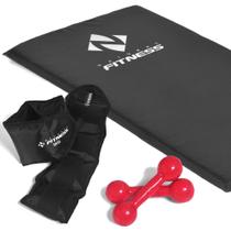Kit colchonete + Halteres 3kg + Caneleiras 3 kg Academia Fitness Musculação - Natural Fitness