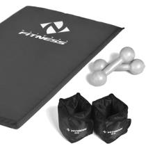 Kit colchonete + Halteres 4kg + Caneleiras 4 kg Academia Fitness Musculação