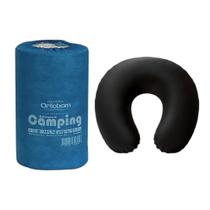 Kit Colchonete Ortobom Mochila Blue + Almofada Pescoço Cor:Preto