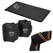 Kit Colchonete + Par Caneleira Tornozeleira De Peso + Mini Hip Band Médio Elástico Profissional Para Treino Funcional Academia Kit Colchonete + Par Caneleira Tornozeleira De Peso + Mini Hip Band Médio Elástico Profissional Para Treino Funcional Academia