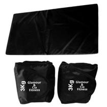 Kit Colchonete + Par Tornozeleira Caneleira De Peso 3Kg Para Academia Treino Fitness