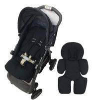 Kit Colchonete Para Carrinho E Bebê Conforto Liso Preto