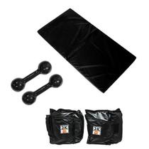 Kit Colchonete Preto+ Par de Caneleira 3kg+ Par Halter 2kg