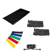 Kit Colchonete Preto + Par de Caneleira De Peso 2kgs Profissional + 5 Mini Band Elástico para Exercícios + Corda