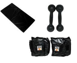 Kit Colchonete Preto + Par de Caneleira Tornozeleira De Peso 2kgs Profissional + Par de Halter Bola Pintado 1kg Kit Colchonete Preto + Par de Caneleira Tornozeleira De Peso 2kgs Profissional + Par de Halter Bola Pintado 1kg