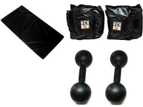 Kit Colchonete Preto + Par de Caneleira Tornozeleira De Peso 2kgs Profissional + Par de Halter Bola Pintado 7kg Kit Colchonete Preto + Par de Caneleira Tornozeleira De Peso 2kgs Profissional + Par de Halter Bola Pintado 7kg