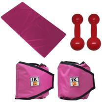 Kit Colchonete Rosa +Par de Caneleira 1Kg+Par de Halter 2Kgs Kit Colchonete Rosa +Par de Caneleira 1Kg+Par de Halter 2Kgs