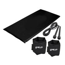 Kit Colchonete + Tornozeleira Caneleira Peso 4 Kg + Corda Cor:Preto Kit Colchonete + Tornozeleira Caneleira Peso 4 Kg + Corda Cor:Preto