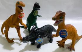 Kit Coleção 4 Dinossauros De Borracha Jurrássicos!!! - DM TOYS