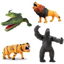 Kit Coleção Animal de Brinquedo Gorila Leão Tigre e Jacaré - Bee Toys
