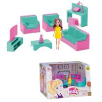 Kit Coleção Casinha Judy Home Sala C/ Boneca E Móveis - SambaToys