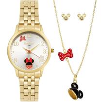 Kit Coleção Relógio Condor Dourado Feminino Disney Minnie Mouse Case