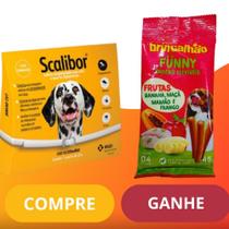 kit Coleira Antiparasitas Scalibor Tamanho G + Petisco Funny Frutas 45g Brincalhão