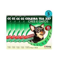 Kit Coleira Contra Pulgas E Carrapatos TEA 327 Cães Pequenos König 13g Com 33cm Com 5 unidades